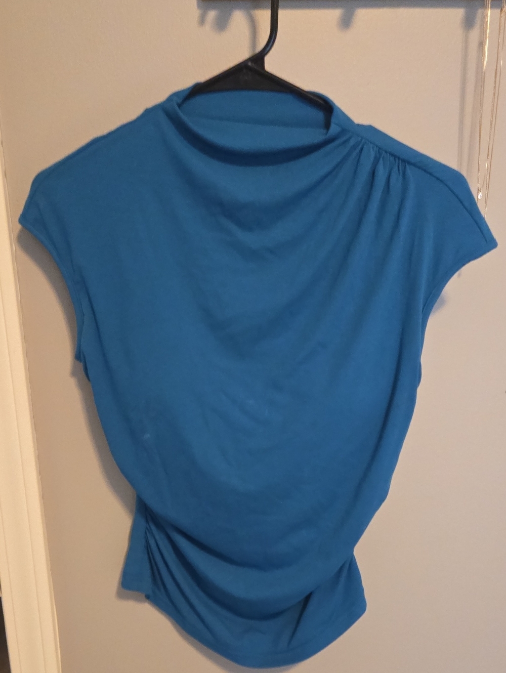 OGL SkinKiss Mockneck Ruched Cropped Bra Top Dark Marine